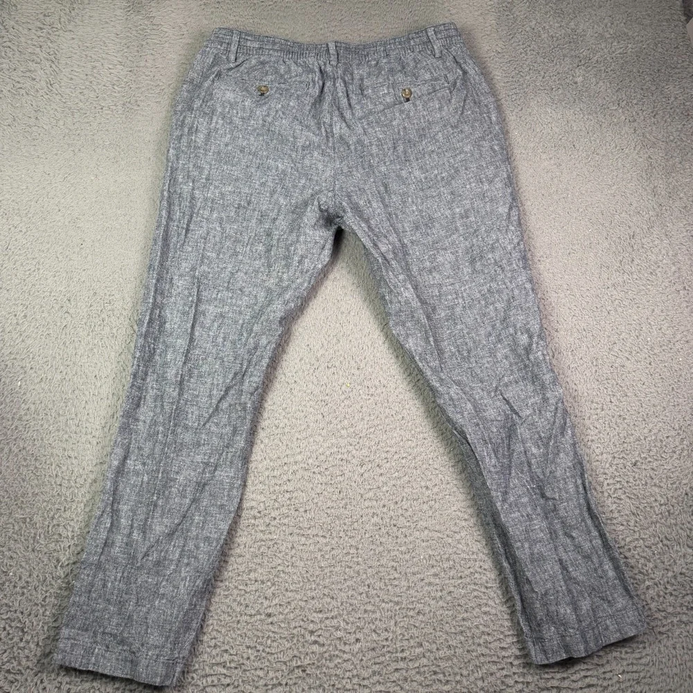 Banana Republic Linen Pants Mens 34x27 Blue Slim Tapered Drawstring Chino Beach